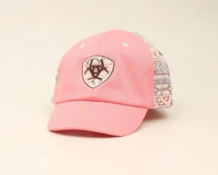 Ariat Girls Infant Light Pink Aztec Ball Cap
