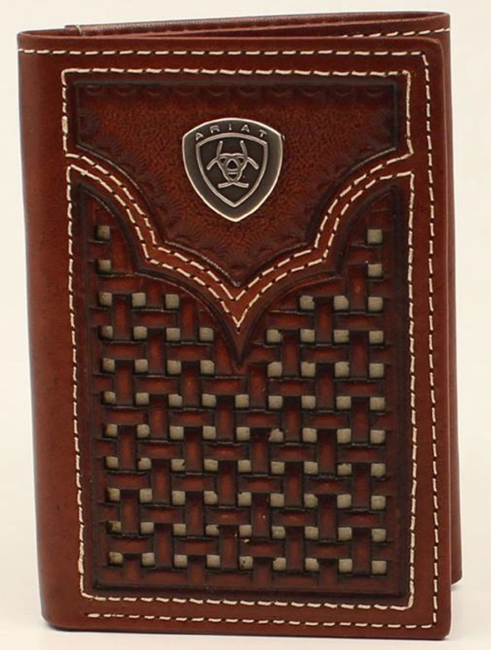Ariat Mens Basket Weave TriFold Wallet 1 Ariat Mens Basket Weave TriFold Wallet