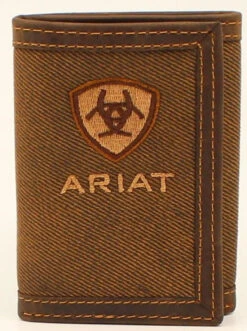 Ariat Mens Oilskin Shield Logo TriFold Wallet