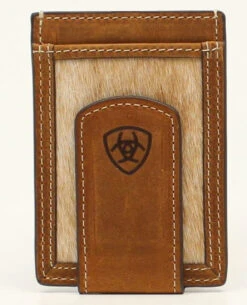Ariat Mens Leather Calf Hair Inlay Brown Money Clip