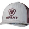 Ariat Mens Grey & Burgundy Embroidered Logo Cap