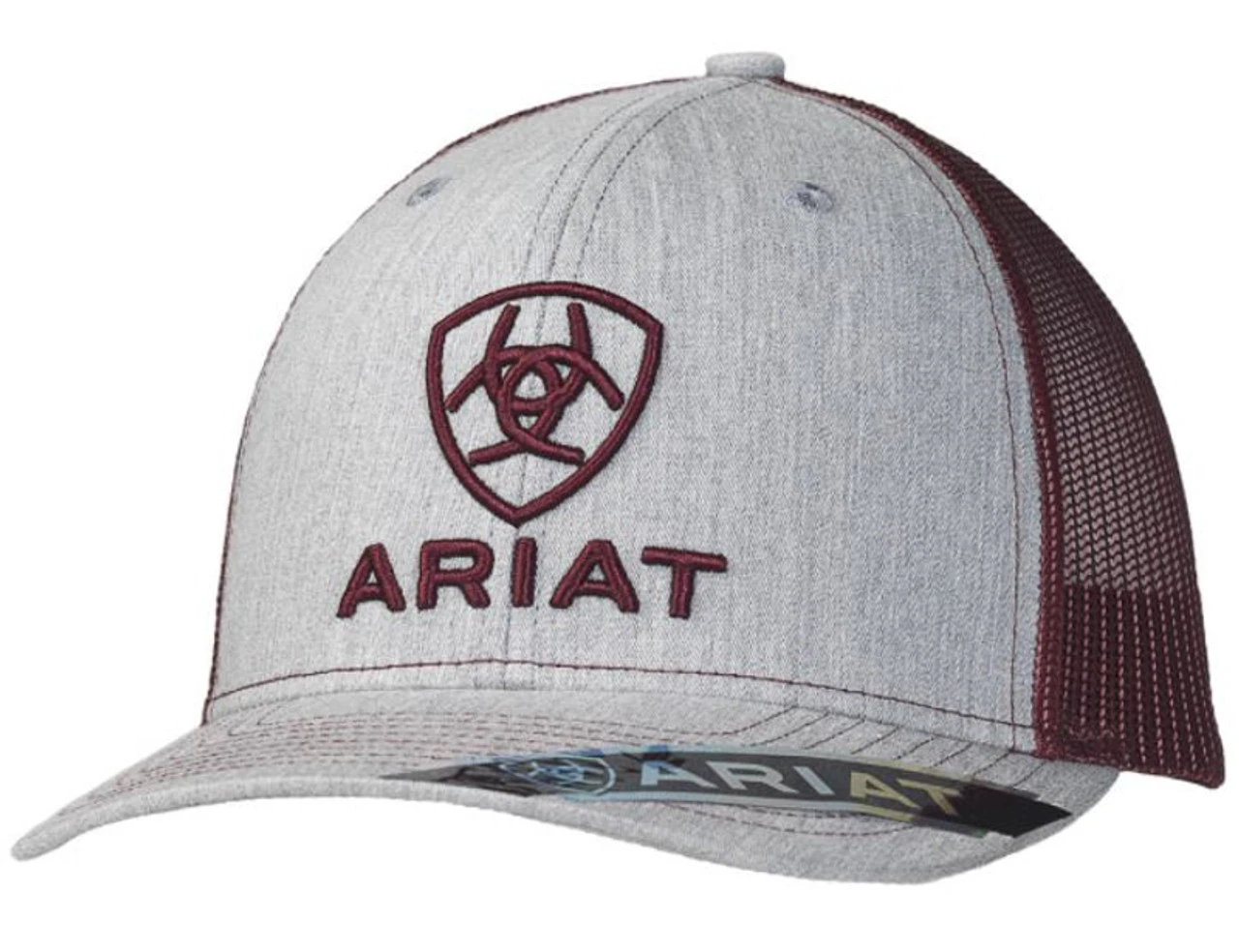 Ariat Mens Grey & Burgundy Embroidered Logo Cap 1 Ariat Mens Grey & Burgundy Embroidered Logo Cap