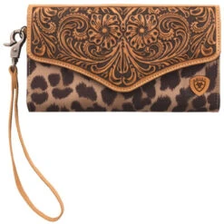 Ariat Leopard Leather Clutch Wallet