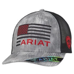 Ariat Mens Heathered Grey W/Black Mesh Ball Cap