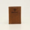 Ariat Mens Medium Brown Embossed Logo Tri-Fold Wallet