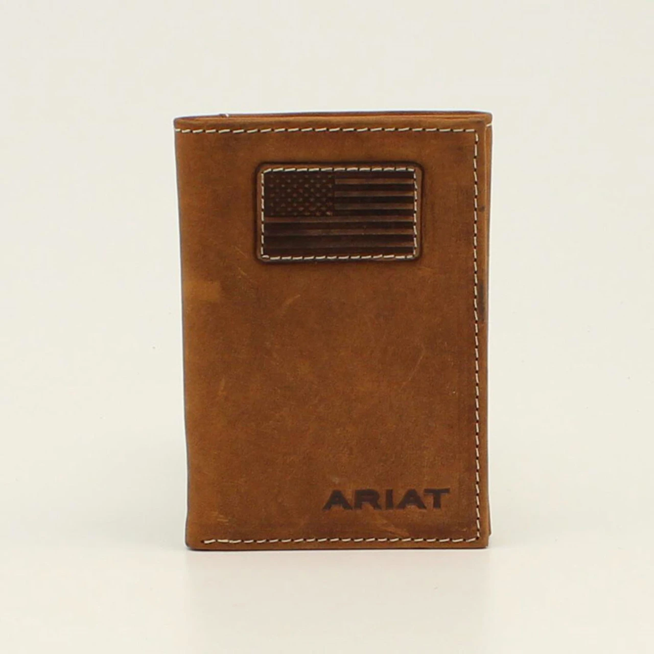 Ariat Mens Medium Brown American Flag Tri-Fold Wallet 1 Ariat Mens Medium Brown American Flag Tri-Fold Wallet