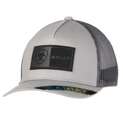 Ariat Mens Grey Rectangle Ariat Patch Cap