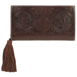 Ariat Victoria Collection Floral Tooled Genuine Leather Clutch Wallet