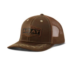 Ariat Mens Brown Ariat 6 Panel Cap With Ariat Shield Logo