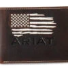 Ariat Men's American Flag Distressed Brown Bifold Wallet