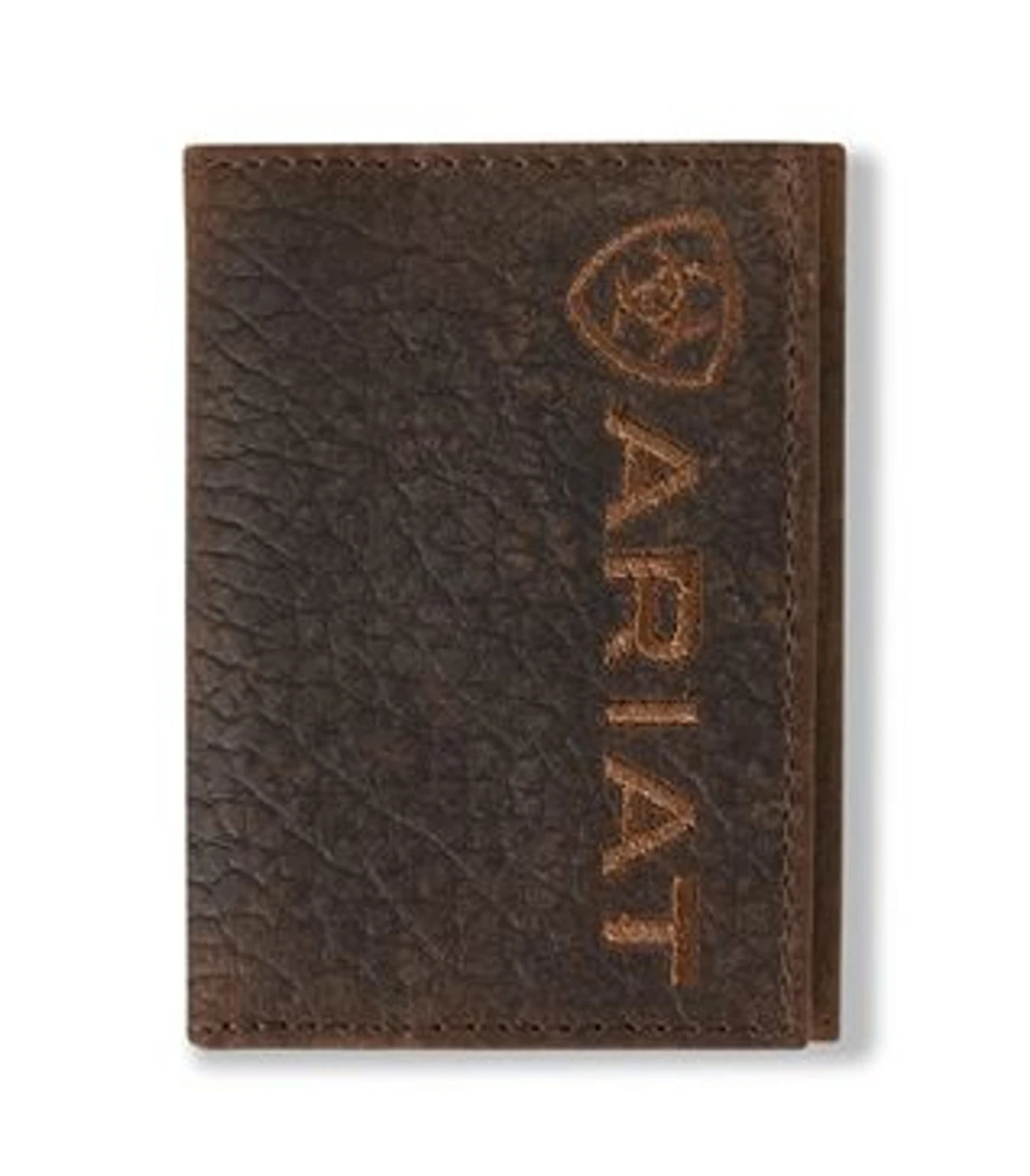 Ariat Men's Brown Bull Hide Leather Trifold Wallet 1 Ariat Men's Brown Bull Hide Leather Trifold Wallet