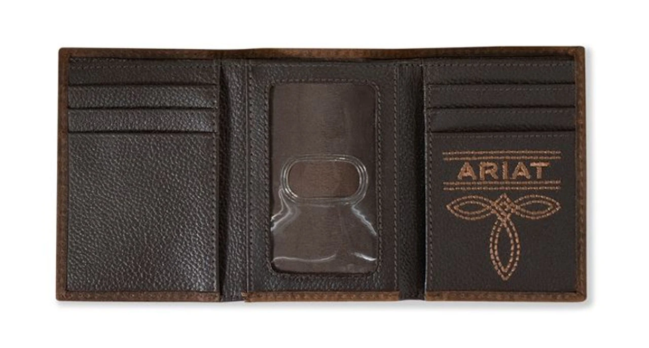 Ariat Men's Brown Bull Hide Leather Trifold Wallet 2 Ariat Men's Brown Bull Hide Leather Trifold Wallet - Image 2