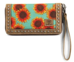 Ariat Women's Blue Sunflower Printed Clutch