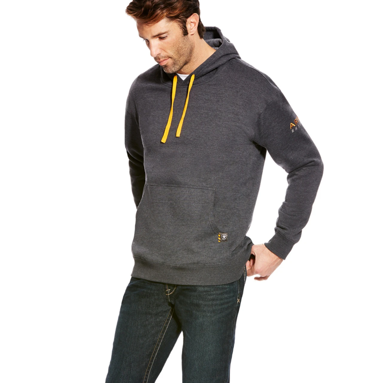 Ariat - Mens Gray Rebar Hoodie 2 Ariat - Mens Gray Rebar Hoodie - Image 2