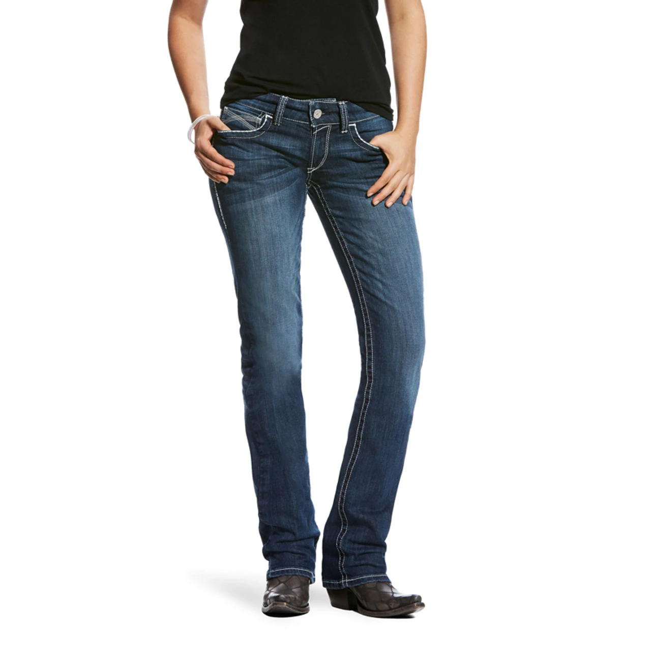 Ariat Womens R.E.A.L. Mid Rise Stretch Ivy Stackable Straight Leg Jean 1 Ariat Womens R.E.A.L. Mid Rise Stretch Ivy Stackable Straight Leg Jean