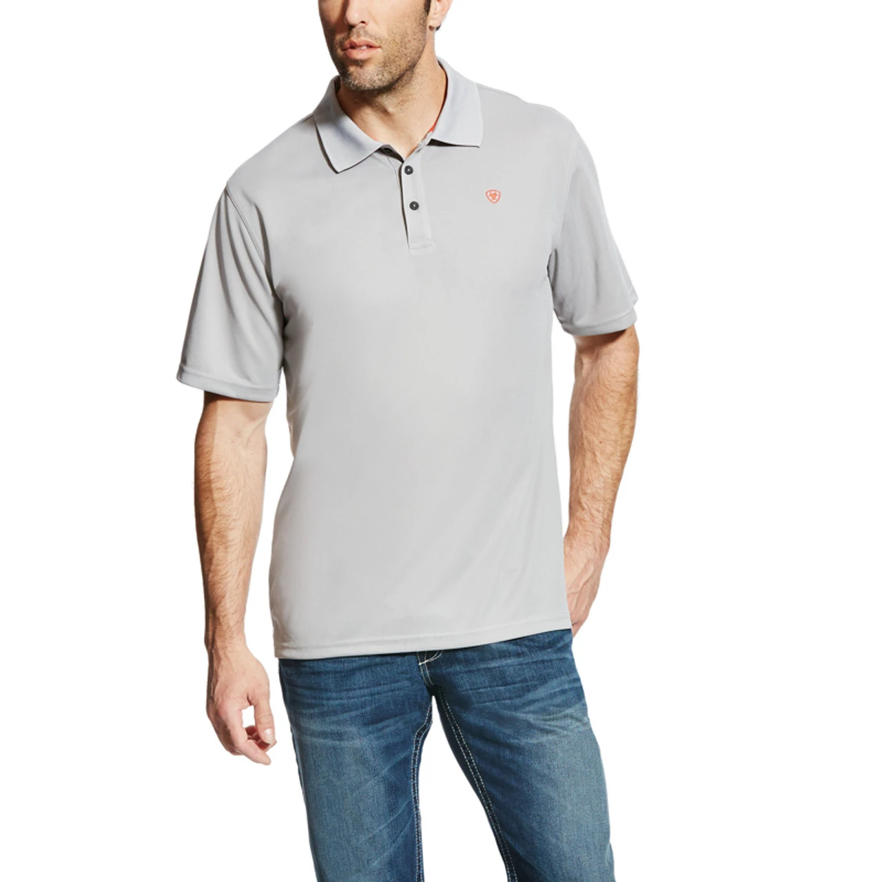 Ariat Mens Silver Tek Short Sleeve Polo 2 Ariat Mens Silver Tek Short Sleeve Polo - Image 2