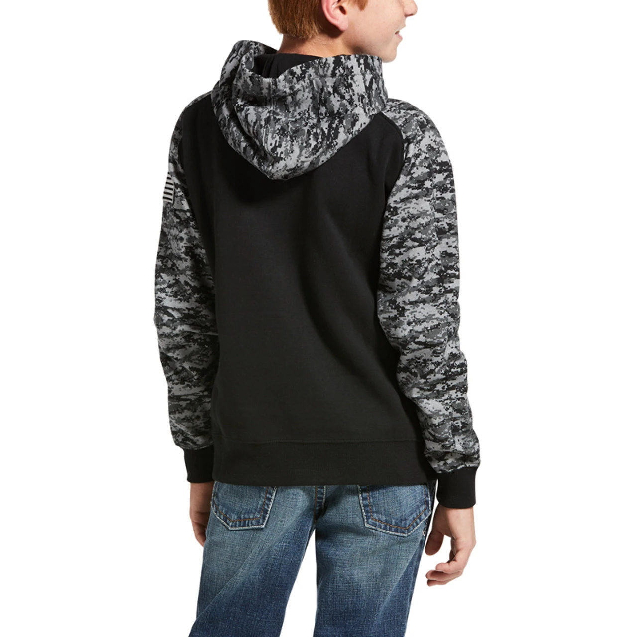 Ariat Boys Black Patriot Digital Camo Hoodie 2 Ariat Boys Black Patriot Digital Camo Hoodie - Image 2