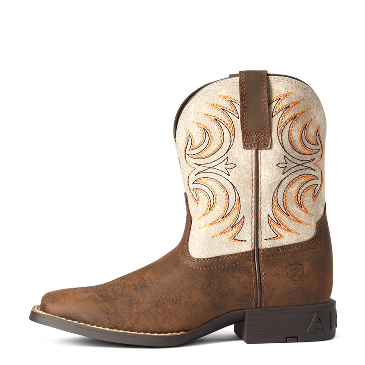Ariat Boys Cowpoke Storm Distressed Cream Wide Square Toe Western Boots 4 Ariat Boys Cowpoke Storm Distressed Cream Wide Square Toe Western Boots - Image 4