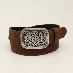 Ariat Ladies Floral Embossed Crystal Buckel Belt