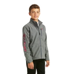 Ariat Boys Grey With Flag Logo 2.0 Softshell Jacket