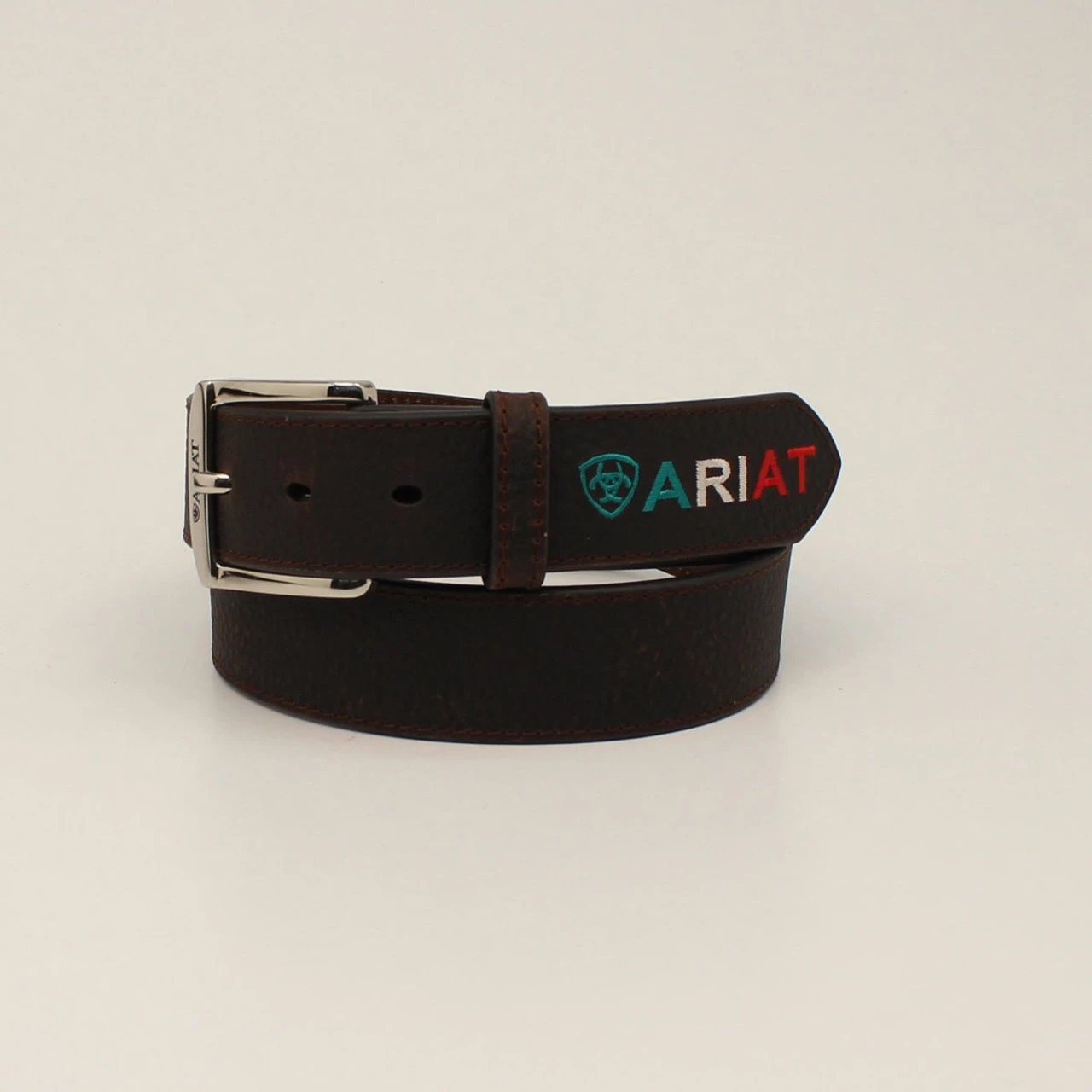 Ariat Mens Rowdy Brow Belt W/Ariat Shield In Mexico Colors 1 Ariat Mens Rowdy Brow Belt W/Ariat Shield In Mexico Colors