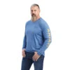Ariat Mens Navy Heather Rebar Workman Logo Long Sleeve T-Shirt