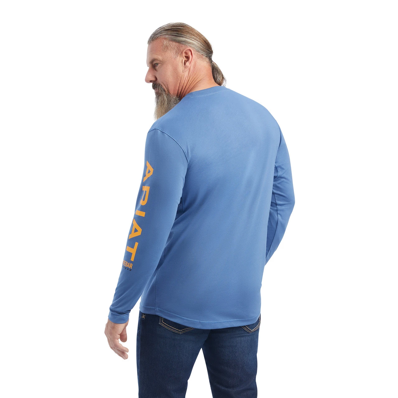 Ariat Mens Navy Heather Rebar Workman Logo Long Sleeve T-Shirt 2 Ariat Mens Navy Heather Rebar Workman Logo Long Sleeve T-Shirt - Image 2