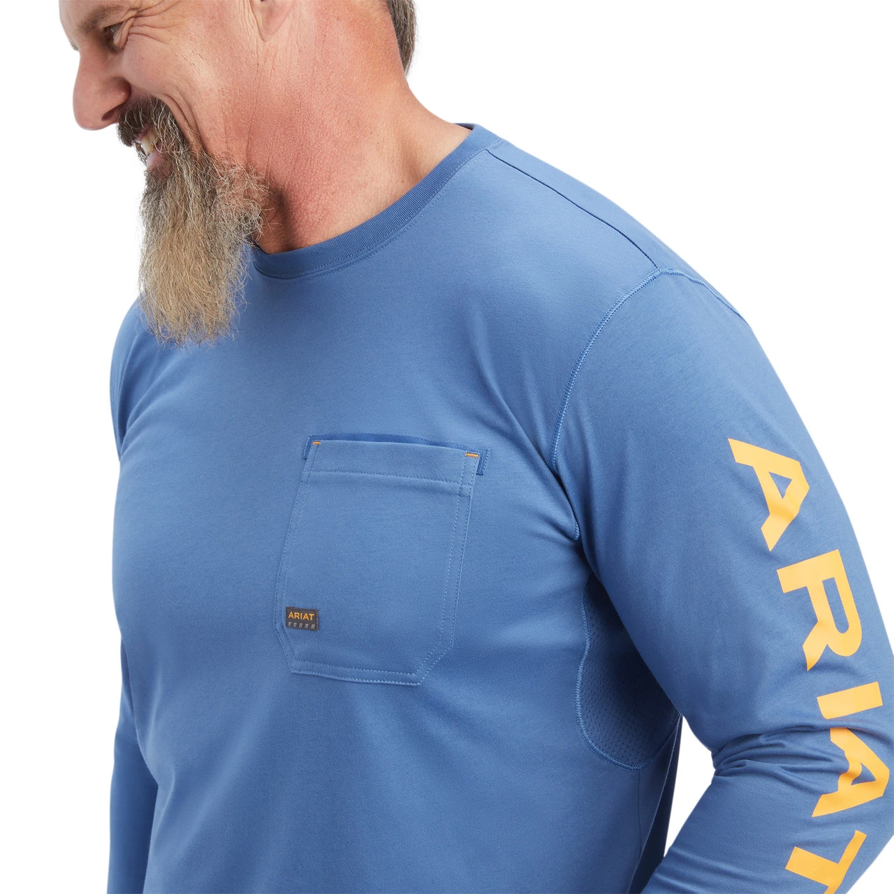Ariat Mens Navy Heather Rebar Workman Logo Long Sleeve T-Shirt 3 Ariat Mens Navy Heather Rebar Workman Logo Long Sleeve T-Shirt - Image 3