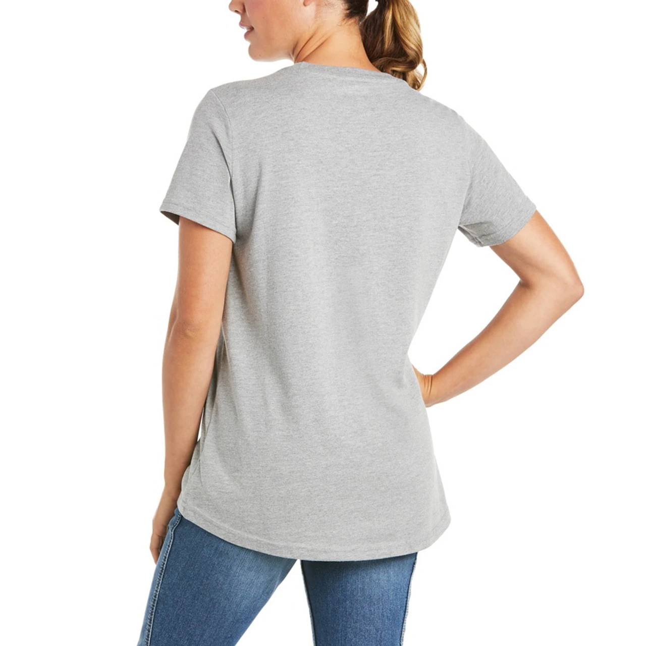 Ariat Womens Heather Grey Rebar Cotton Strong Logo Short Sleeve Tee 2 Ariat Womens Heather Grey Rebar Cotton Strong Logo Short Sleeve Tee - Image 2