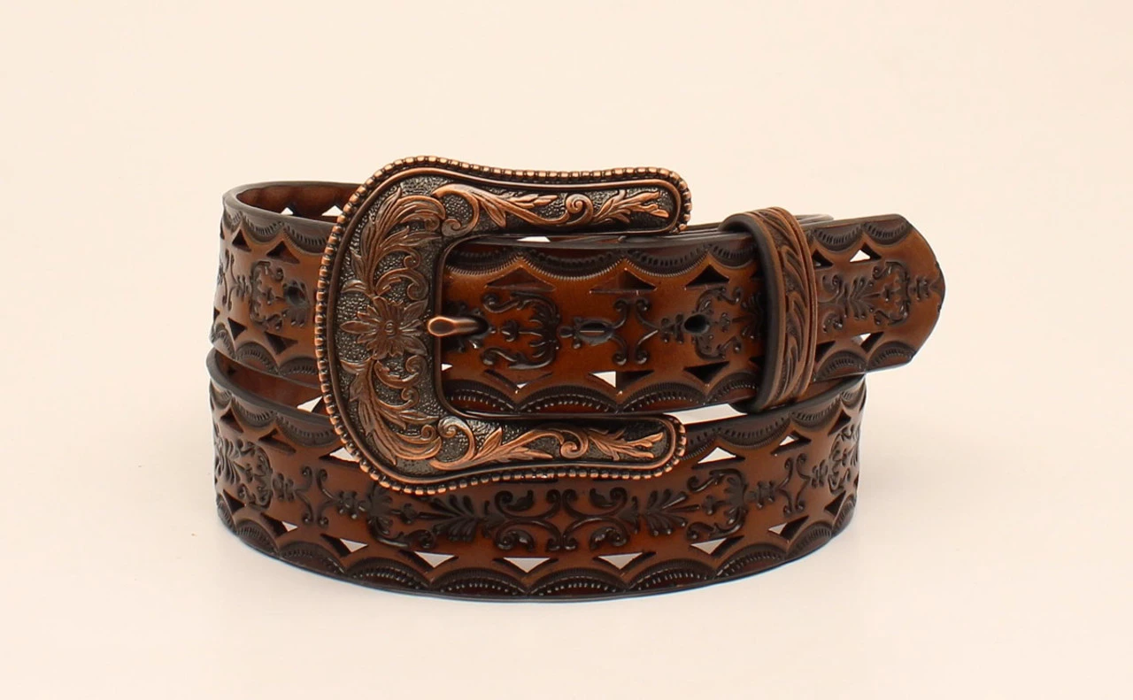 Ariat Ladies Dark Leather Tooled Belt 1 Ariat Ladies Dark Leather Tooled Belt