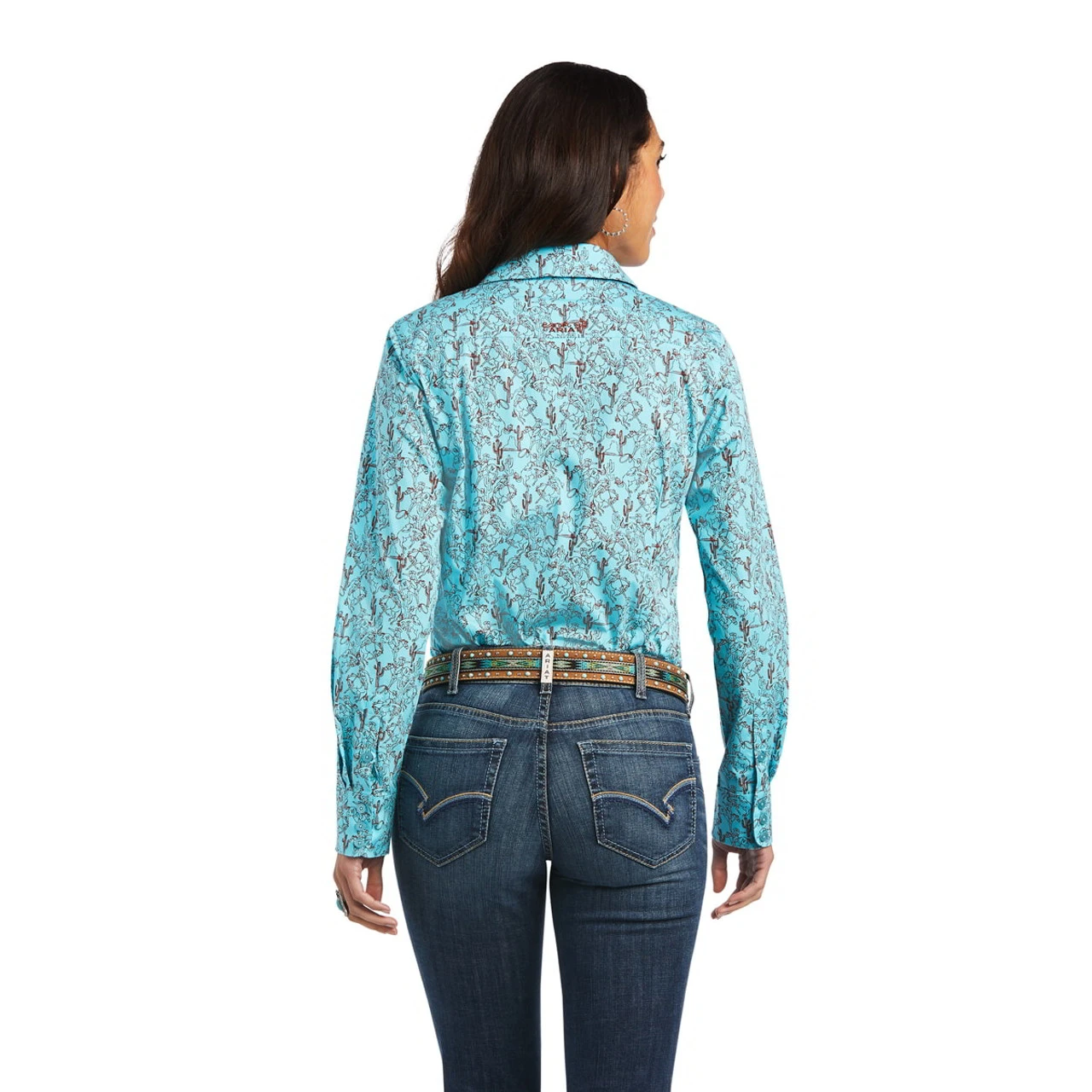 Ariat Womens R.E.A.L. Amazonite Bucking Bronc Long Sleeve Western Shirt 2 Ariat Womens R.E.A.L. Amazonite Bucking Bronc Long Sleeve Western Shirt - Image 2