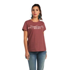 Ariat Womens R.E.A.L. Rose Brown Bucking Bronc Short Sleeve Tee