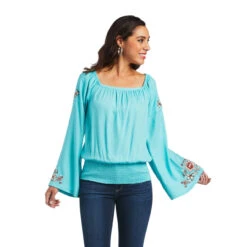 Ariat Womens Teal Chica Del Valle Top