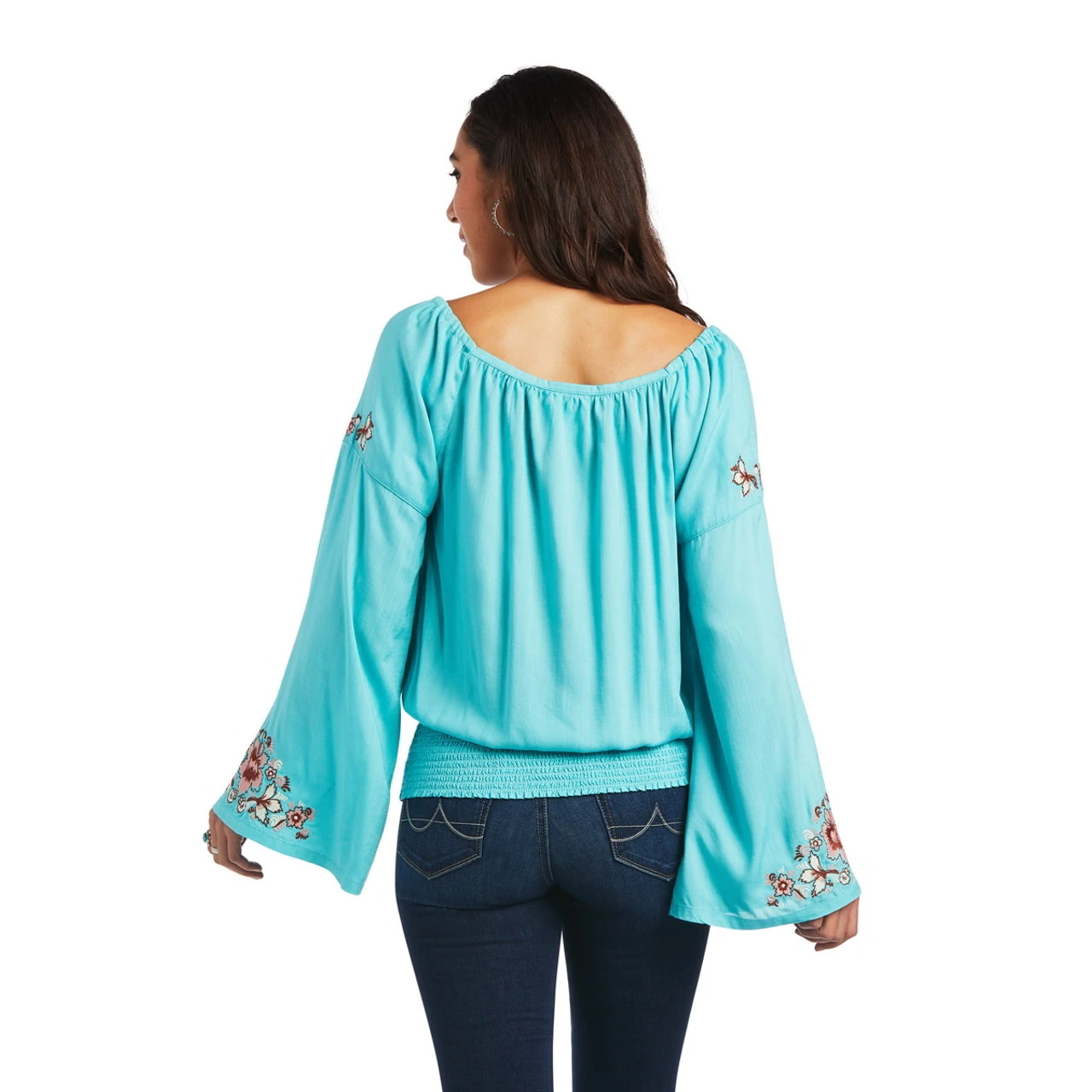Ariat Womens Teal Chica Del Valle Top 2 Ariat Womens Teal Chica Del Valle Top - Image 2