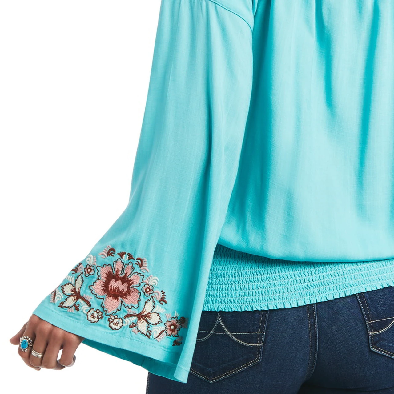 Ariat Womens Teal Chica Del Valle Top 3 Ariat Womens Teal Chica Del Valle Top - Image 3