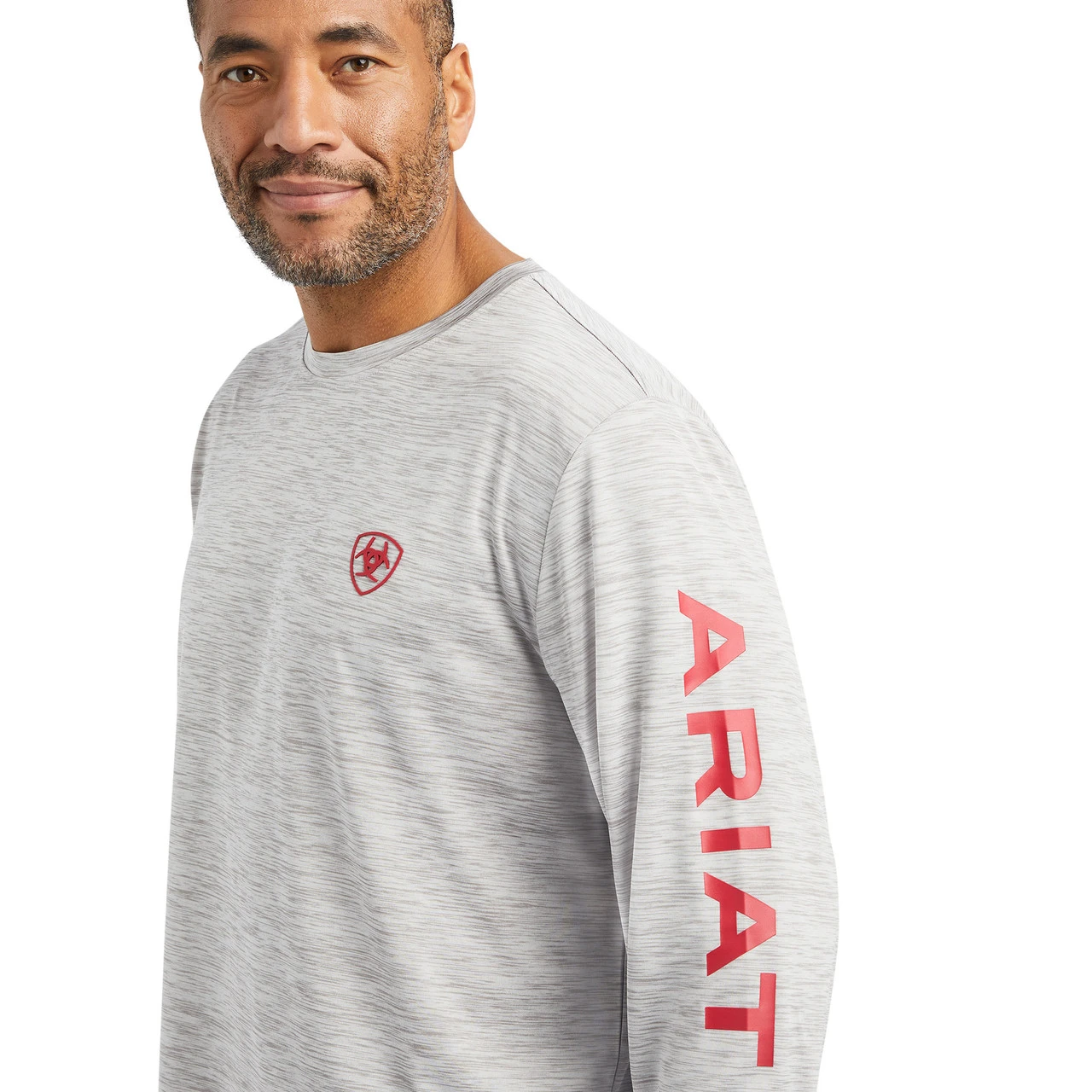 Ariat Mens Grey Charger Logo Long Sleeve Tee 3 Ariat Mens Grey Charger Logo Long Sleeve Tee - Image 3