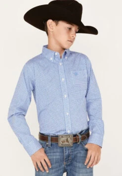 Ariat Boys Diamond Dot Print Nory Classic Long Sleeve Western Shirt