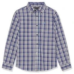 Ariat Boys White & Indigo Plaid Pro Nolen Classic Long Sleeve Western Shirt