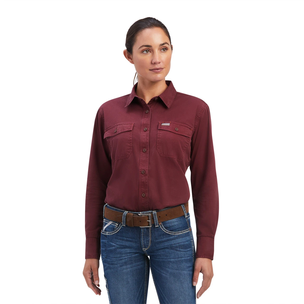 Ariat Womens Port Rebar Washed Twill Long Sleeve Work Shirt 1 Ariat Womens Port Rebar Washed Twill Long Sleeve Work Shirt