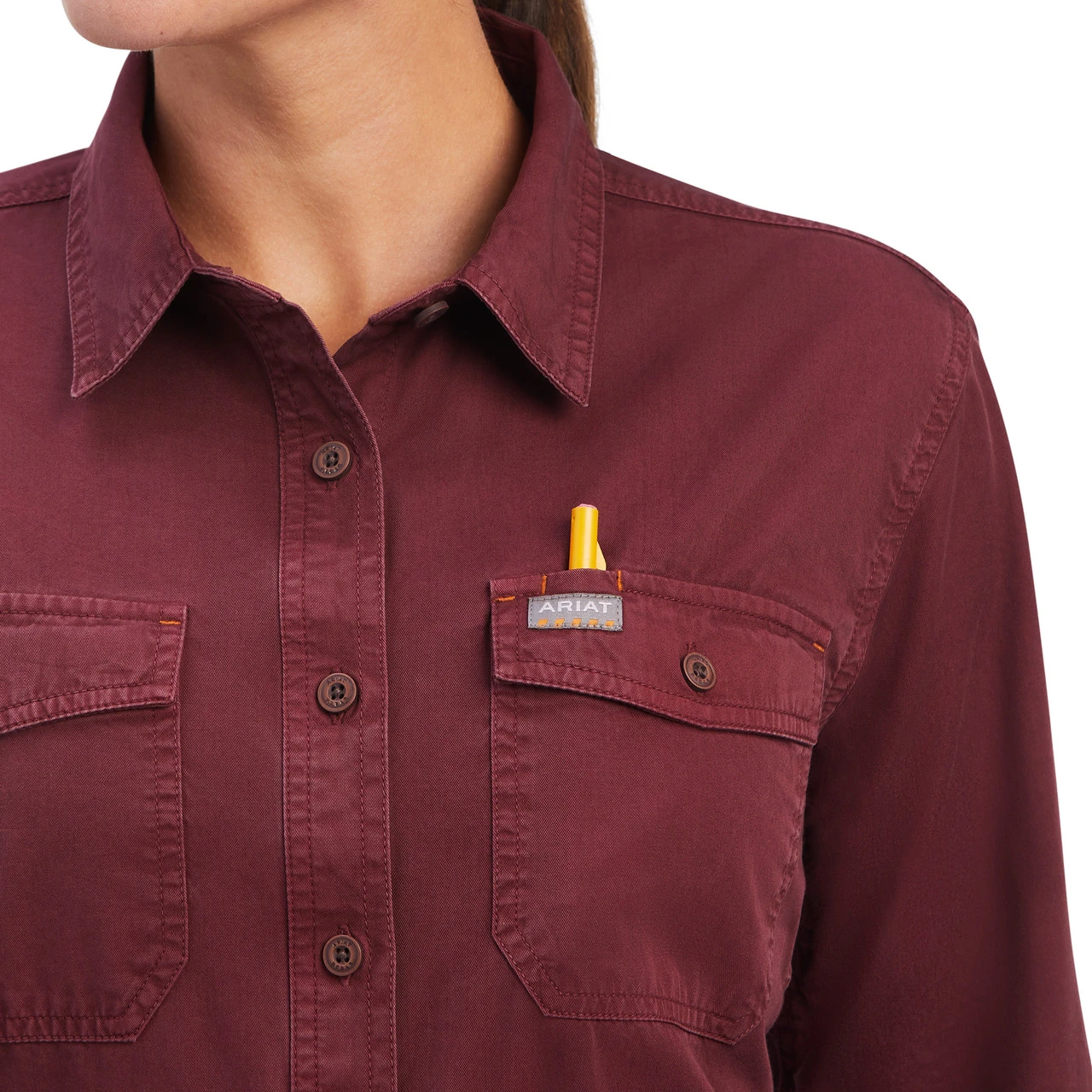 Ariat Womens Port Rebar Washed Twill Long Sleeve Work Shirt 3 Ariat Womens Port Rebar Washed Twill Long Sleeve Work Shirt - Image 3