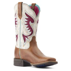 Ariat Womens Distressed White & Dark Tan Pinto VentTEK 360 Wide Square Toe Boots -Ariat Shop P2672675 3 95153.1673304559