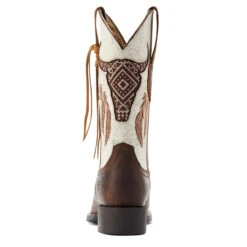 Ariat Womens Barn Brown & Crackled White Steer Wide Square Toe Boots -Ariat Shop P2672790 3 93474.1675716269