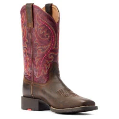 Ariat Womens Worn Mocha & Raspberry Performance Round Up Back Zip Square Toe Boots -Ariat Shop P2672900 3 48770.1673304351