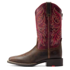 Ariat Womens Worn Mocha & Raspberry Performance Round Up Back Zip Square Toe Boots -Ariat Shop P2672900 4 14965.1673304351
