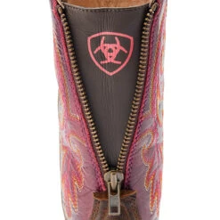 Ariat Womens Worn Mocha & Raspberry Performance Round Up Back Zip Square Toe Boots -Ariat Shop P2672900 5 39878.1673304352