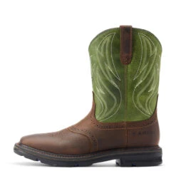 Ariat Mens Dark Brown & Grass Green Sierra Wide Square Toe Work Boot -Ariat Shop P2676200 3 79864.1672764984