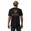 Ariat Mens Black With Gold Shield Stitch Short Sleeve Tee