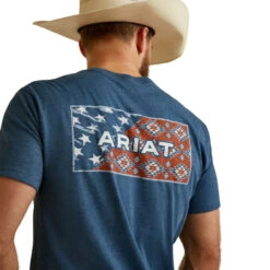 Ariat Mens Sailor Blue Heather Ariat Star Southwest Short Sleeve T-Shirt -Ariat Shop P2726355 3 96093.1683573424