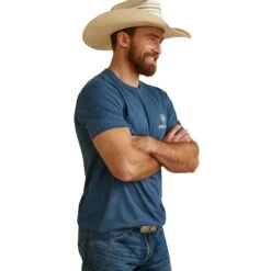 Ariat Mens Sailor Blue Heather Ariat Star Southwest Short Sleeve T-Shirt -Ariat Shop P2726355 4 78252.1683573424