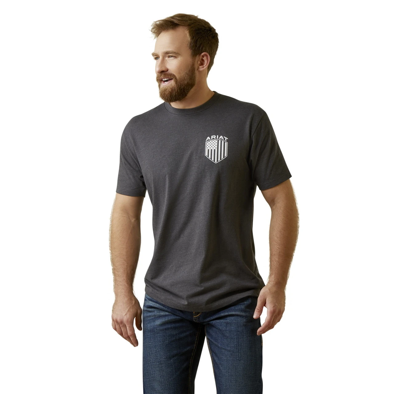 Ariat Mens Charcoal Heather Patriot Badge Short Sleeve T-Shirt 1 Ariat Mens Charcoal Heather Patriot Badge Short Sleeve T-Shirt